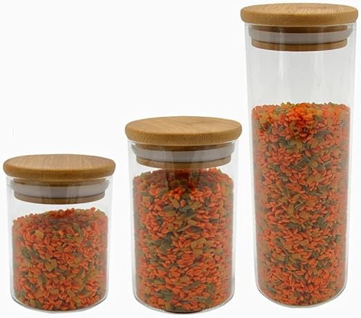 Dimono Borosilicaatglas Voorraadpotten Glazen Voorraadbussen Met Bamboe Deksel Set Van 3 Amazon Nl