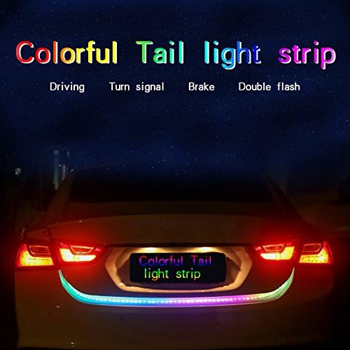 Raoping 1 Set Car Light LED stripTail Light Drl Trunk Turn Signal Light Colorful Flash Waterproof Reverse Lamp Braking Light 12V (150cm, Colorful)