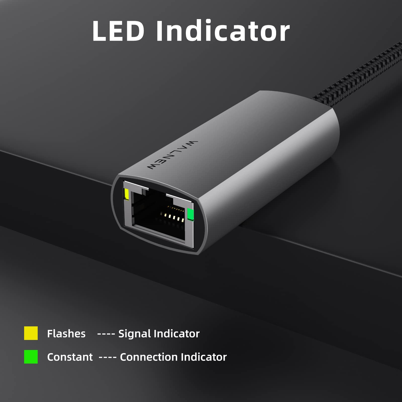 USB-C to Ethernet Adapter, WALNEW USBC to RJ45 Lan Adapter, Gigabit Cat Network Cable Converter to Type C Thunderbolt 3 for Mac,MacBook Pro/Air,iPad 10th,Dell XPS,Chromebook,Surface,Samsung Galaxy Tab