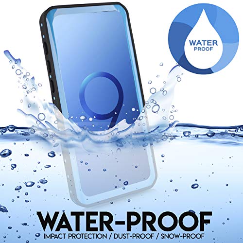 for Samsung Galaxy S9 Plus Waterproof Case, Shock Proof Dust Proof Snow Proof Dirt Proof Phone Case Full Sealed IP68 Underwater [Value Bundle] (Blue)