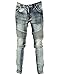 Moonwalk Mens Runway Hiphop Skinny Elastic Denim Biker Jeans Joggers 32 Grey
