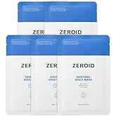 ZEROID | Soothing Sheet Mask | Face Masks Skincare for Sensitive and Dry Skin | Korean Face Mask with Hyaluronic Acid & Ceramide | Hydration & Skin Barrier Enhancement | Pure Cotton Sheet | 5 Sheets