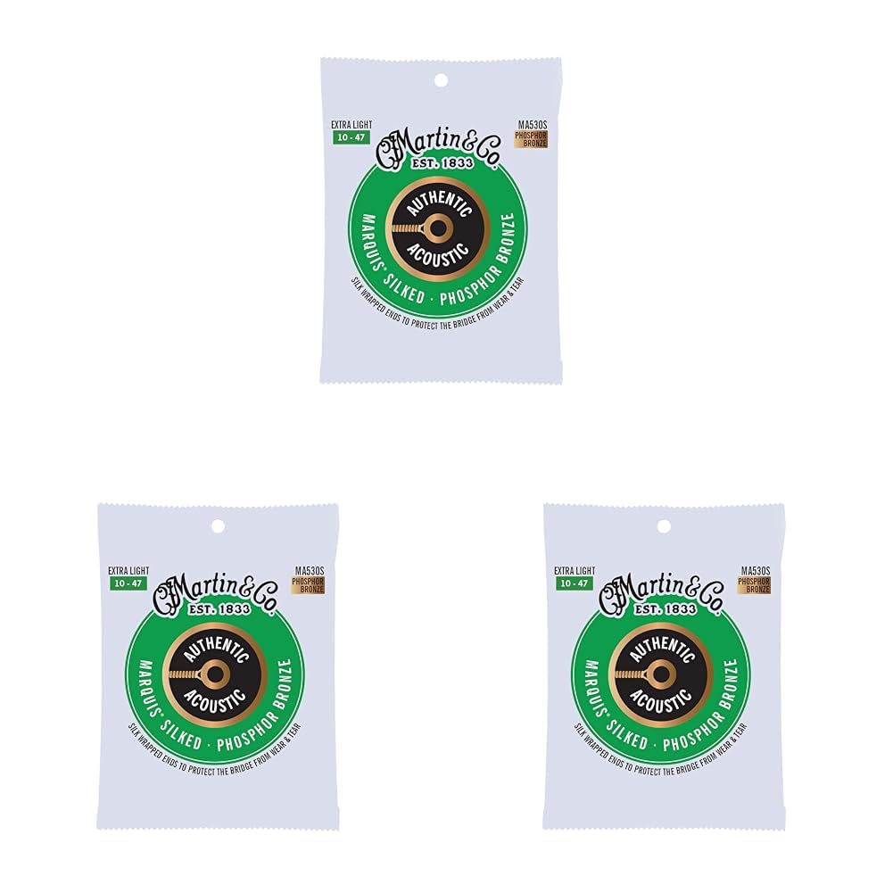 Martin MA530S Authentic Acoustic - Marquis Silked - Phosphor Bronze Extra Light (10-47) (Pack of 3)