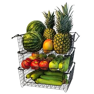 THE PERFECT XXL Wire Basket, Set of 3 Pantry Baskets | Metal Baskets, Wire Baskets, Organization Baskets | Black Wire…