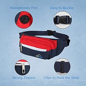Fanny Pack for Men Women Waterproof Waist Bag for Outdoor Activity Traveling Hiking Biking Running Belt Pack for iPhone and Samsung with zippered pockets (Navy Blue)