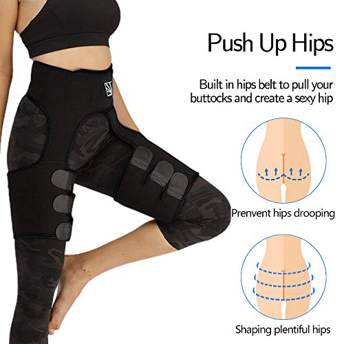 2 in 1 Women Waist Thigh Trimmer Belt for Leg Butt Hip Wear, Waist Trimmer for Women (Black, M)
