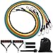 DONGJI Resistance Band Set with Door Anchor, Ankle Strap for Fitness and Exercise(5 Colors)