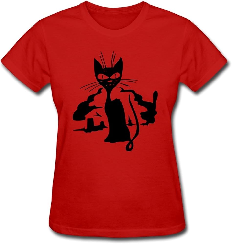 Black Cat Funny Custom Slim Fit Women T Shirt Clothing