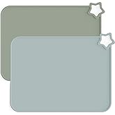 Moonkie Silicone Placemats for Baby &amp; Kid, Stain-Proof Non-Slip Toddler Food Mats Eating Table Mat with 2 Packs