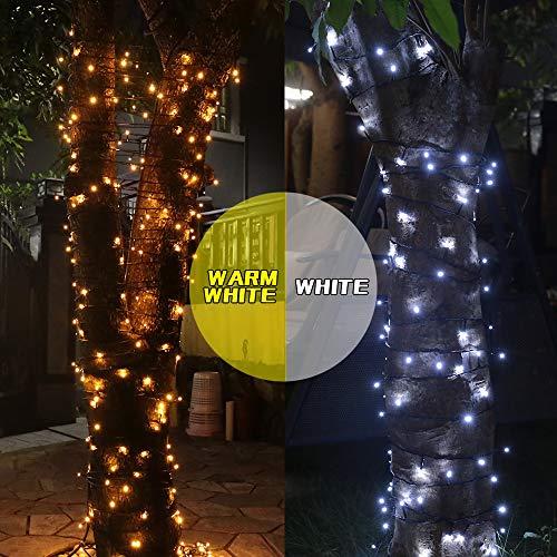 Christmas Dual Color LED String Light, 2 in 1 Cool and Warm White, Timer/Remote/Dimmable/9 Modes, Plug in , 66ft 200 LED, Indoor Outdoor Decorative Fairy Light for Bedroom, Patio, Party and More