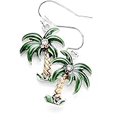 Liavy's Palm Tree Fashionable Earrings - Enamel - Fish Hook - Sparkling Crystal - Unique Gift and Souvenir