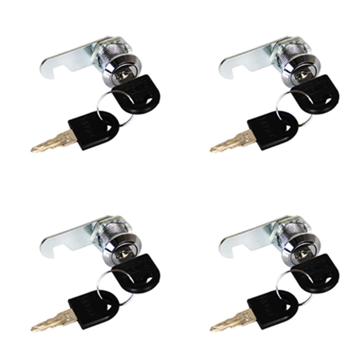TOP-VIGOR 4Pcs 30mm Security Cam Lock, Cabinet Drawer Security Mailbox Locks with 8 Keys for Cupboard, Drawer, Wardrobe, Letter Box and Toolbox, Keyed Different