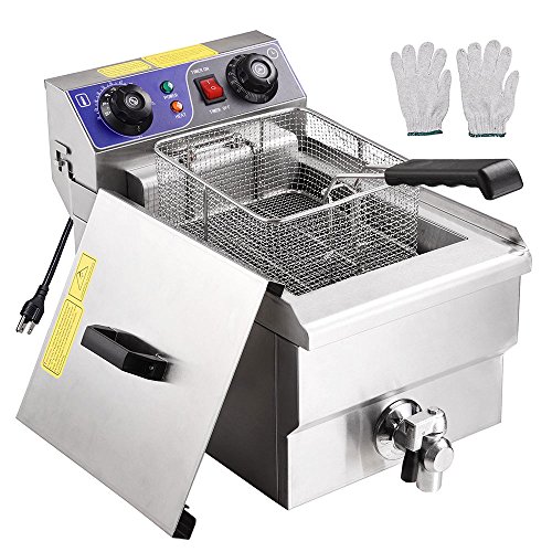 WeChef 11.7L Commercial Electric Deep Fryer Countertop Restaurant Fryer Stainless Steel Timer and Drain