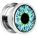 Body Candy Stainless Steel Blue Human Eye Screw Fit Plug Pair 00 Gauge