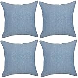 YOUR SMILE Solid Color Blue Decorative Throw Pillow Case Cushion Cover Pillowcase for Sofa 18 x 18 Inch, Set of 4