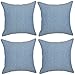 YOUR SMILE Solid Color Jean Blue Decorative Throw Pillow Case Cushion Cover Pillowcase for Sofa 18 x 18 Inch, Set of 4