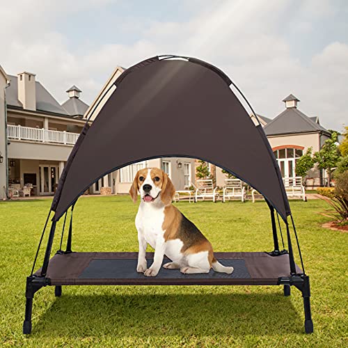 Niubya Outdoor Dog Bed with Canopy, Elevated Dog Bed with Removable