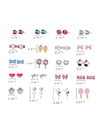 Ainiya - Juego de 20 pares de pendientes de tuerca con diseño de mariposas y mariposas, diseño de tarta de caramelo