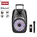 STARQUEEN 12Inch Portable Bluetooth PA Audio Speaker System with Wireless Handheld Microphone, Mic/Guitar Jack, USB/SD/FM Radio Function, Telescoping Handle & Wheels, Black