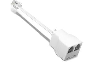 Uvital Phone Jack Splitter for Landline, Telephone Adapter 2 Way, RJ11 6P4C Phone Cable Splitter with 5 Inch Cable Wire, White, 1Pack