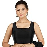 Chandrakala Sleeveless Stretchable Blouses for Women Sarees with Back Side Elastic, Readymade Crop top Choli (B221-P)
