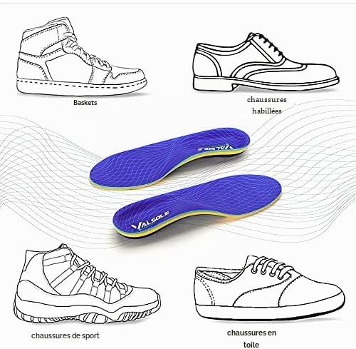 Semelles orthopédiques pour fasciite plantaire, soutien de la voûte plantaire, pour éperon calcanéen, pieds plats, douleurs aux pieds, semelles confortables pour homme et femme, bleues