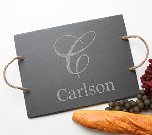 Personalized Slate Serving Tray, Custom Engraved Slate Cheese Board Monogram Design 3-Personalized Wedding Gift, Housewarming Gifts, Birthday Gift, Realtor Client Gift, Corporate Promotion
