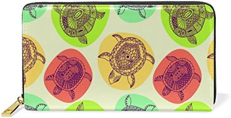 Art Sea Turtles Purse Genuine Clutch Wallets Zip Long Leather Handbags Womens