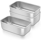 TeamFar Mini Loaf Pan, 3 PCS Stainless Steel Loaf Pans for Baking Bread, 6.3 x 3.5 Inch Bread Baking Pan for Homemade Bread, Meatloaf, Cake and Brownies, Non-Toxic, Oven & Dishwasher Safe