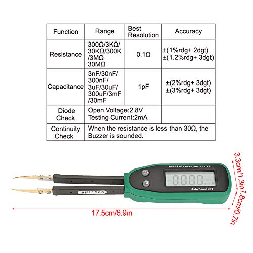 Akozon SMD Tester, 3000 Counts Smart Digital SMD Handheld Resistance Capacitance Tester, LCR Meter/ESR Meter/Digital Multimeter with Spare Test Pins - Thumbnail 4