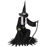 Haunted Hill Farm 4.3-Ft. Sitting Witch Halloween Animatronic