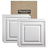 Genesis - Icon Relief White Ceiling Tile (Carton of 12) - Drop/Grid Ceiling - Fast and Easy Installation (2' x 2' Tile)