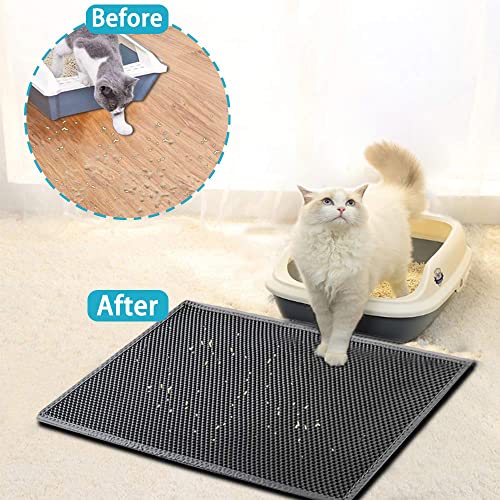 Kaxionage Cat Litter Mat, 24x30 Inch Litter Box Double