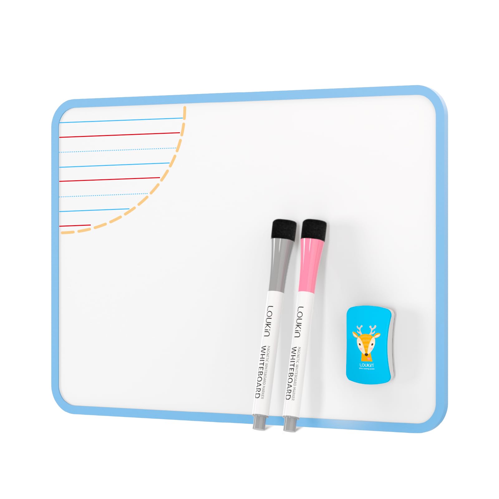 Photo 1 of LOUKIN Small Dry Erase Lapboard, 9 x 12 Inch Double Sided (Ruled/Plain), Seamless Frame Design, Mini Magnetic Whiteboard Set, Great for Kids, Classroom and School (1 Eraser&2 Markers Included)