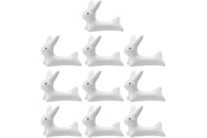 ROMISBABA 10Pcs White Ceramic Chopsticks Rest Set Cute Rabbit Design Tableware Supplies Chinese Brush Pen