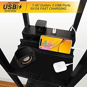 SHINE HAI 3-in-1 Shelf Floor Lamp with 2 USB Ports and 1 Power Outlet, 3-Tiered LED Shelf Floor Lamp, Shelf & Storage… 51w5CgknmOL