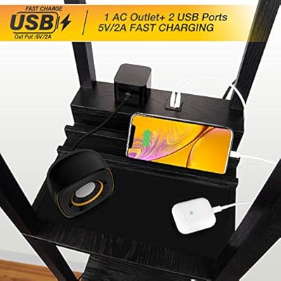 SHINE HAI 3-in-1 Shelf Floor Lamp with 2 USB Ports and 1 Power Outlet, 3-Tiered LED Shelf Floor Lamp, Shelf & Storage… 51w5CgknmOL