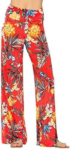 HerShe Women's Casual Comfort Palazzo Pants (3X-Large, P264TMAA Red)