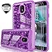 LeYi for Galaxy J7 Refine/ J7 2018/ J7 Star/ J7 Top/ J7 Aura/J7 Aero/Crown/Eon Case w/Tempered Glass Screen Protector for Girls Women,Seashell Pattern Marble Phone Case for J7 V 2nd Gen Purple