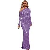 Ouyisha One Shoulder Sequin Prom Dress Women Long Sleeves Mermaid Formal Evening Dress 2026