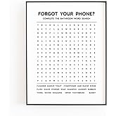 TSDTUO Bathroom Word Search Wall Art - Forgot Your Phone Sign, Funny Puzzle Game, Word Search Game Art Print, Guest Bathroom Décor-8x10INCH-B
