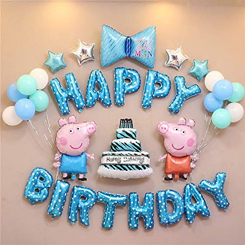 Mua 誕生日 バルーン 誕生日 飾り付け バルーン 誕生日 バースデー 飾り 1歳 誕生日 飾り 100日祝い 飾り Peppa Pig 豚 1 13歳 誕生日 飾り Happy Birthday バルーン 33点セット 贈 風船 空気入れ 付き 子供用両面テープ セロハンテープ リボン バースデーバルーン 誕生