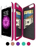 iPhone 6/6S Wallet Mirror Case for Girl -Bidear (TM) Creative Mirror Design with 3 Card Holder Slot Protective Hard Case for Apple iPhone 6 & iPhone 6S -4.7Inch (Rose)