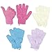 4 Pairs Body Exfoliating Gloves for Shower, Bath Scrub Wash Mitt for Women, Men, Spa, Massage (Pink, Purple, Blue, Beige)