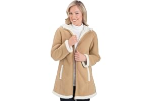 Collections Etc Women's Polar Fleece Sherpa Lined Zip Up Coat BEIGE LARGE