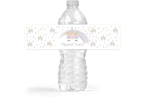 Your Main Event Prints Magical Unicorn Bottle Wraps, 25 Unicorn Water Bottle Labels