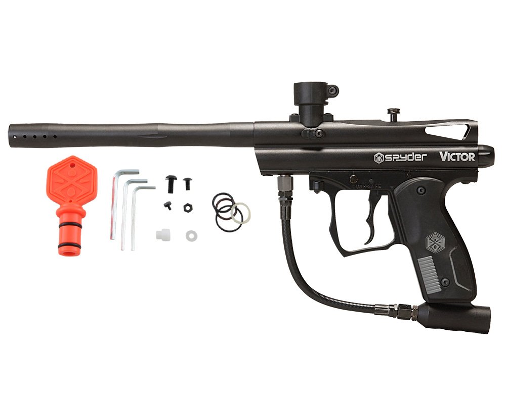 Marcador de paintball semiautomático Spyder Victor con garantía extendida (negro mate)