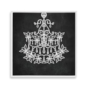 Framed Canvas Wall Art for Living Room, Bedroom Chandelier Silhouette XVI Canvas Prints for Home Decoration Ready to Hang - 16x16 inches