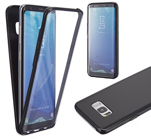 NWNK13Galaxy S8 Phone Case Black Anit Skid Full Body with Built-in Screen Protector Heavy Duty Protection Shockproof Slim Fit Cover for Samsung Galaxy S8