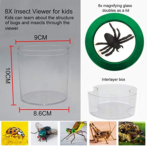 YYhappy childhood Nature Exploration Toys for 4-5 Year Old Boys Bug Viewer Box Plastic Transparent Insect Catcher Kit with 8 XMagnifying Lens Gifts for 4-8 Years Old Girl (Green) - Thumbnail 5